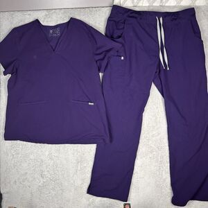 Figs Technical Collection Grape Purple Scrub Wart Top and Bottom XXL XL Set